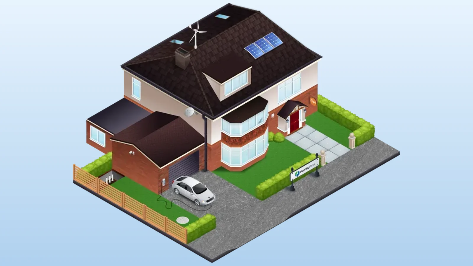 Interactive House front view, before and after the redesign