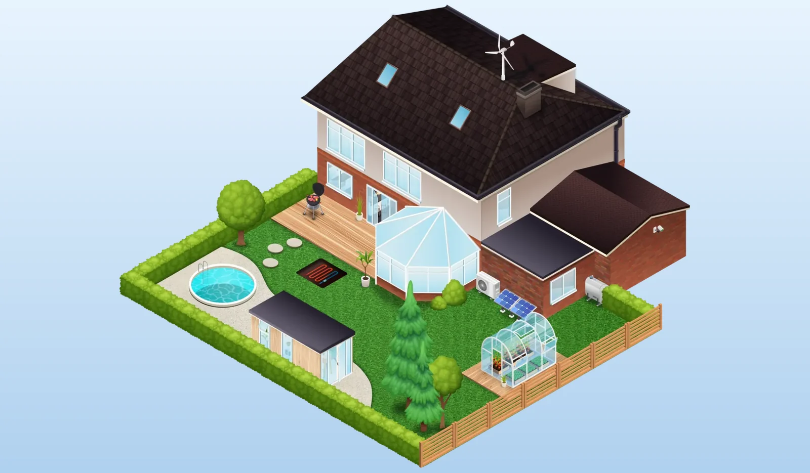 Interactive House rear view, before and after the redesign